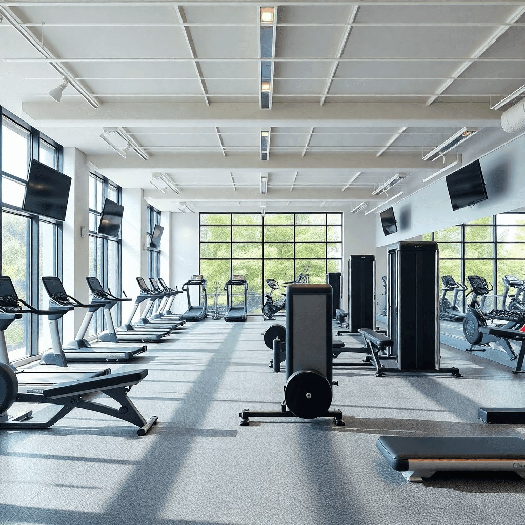 modern sunlit gym interior
