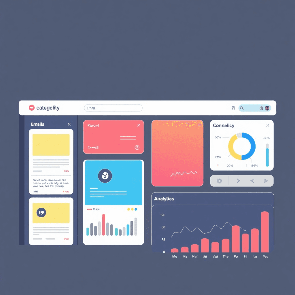 modern campaign management platform with email templates, SMS automation, and analytics charts