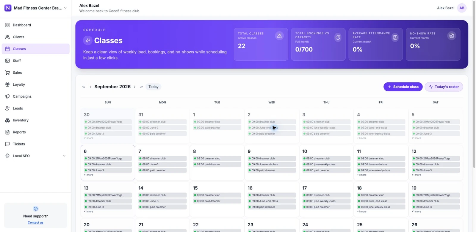 Nexicat class scheduling calendar