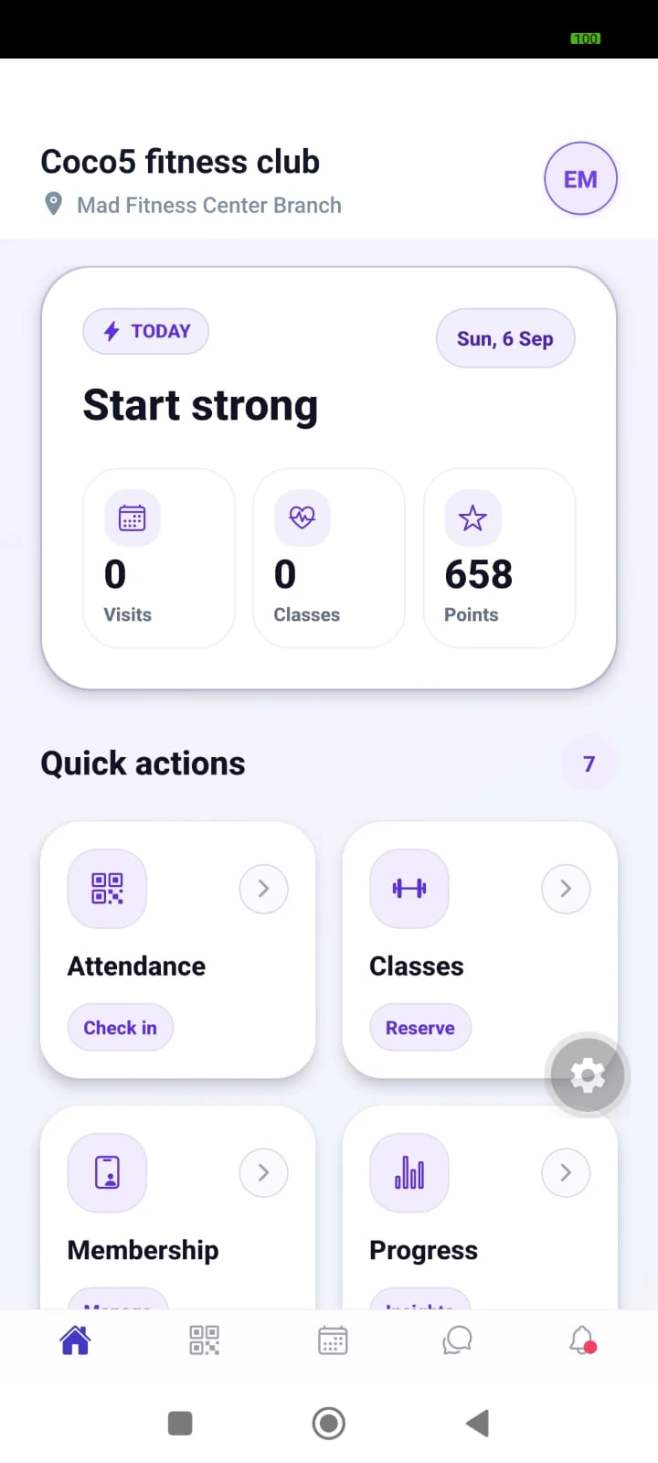 Nexicat member app home screen